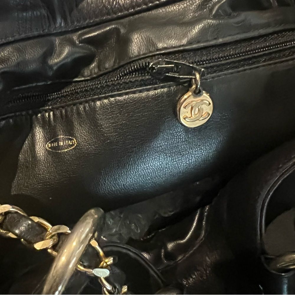 Chanel Black Canvas CC Chain Bucket Bag, Rare Vintage, Made in Italy - Picture 12 of 15